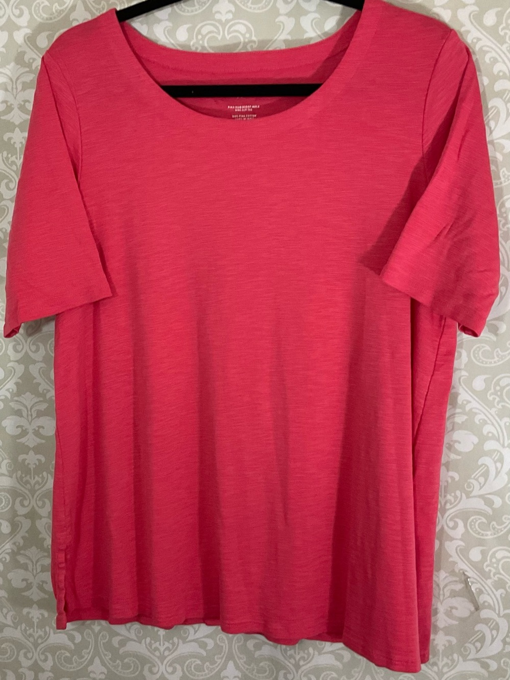 J. Jill Bright Coral Scoop Neck Women’s 100% Pima Cotton Short Sleeve Tee